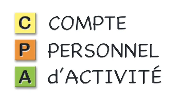 Cpa ініціали в кольорах 3d кубів зі значенням у французькій мові — стокове фото
