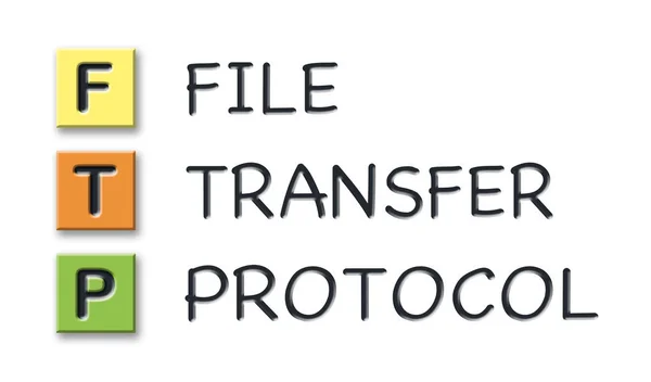 Sigle FTP in cubi 3d colorati con significato — Foto Stock