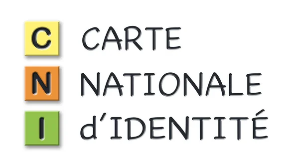 Cni initialen in gekleurde 3D blokjes met betekenis in het Frans — Stockfoto