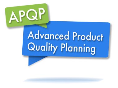 APQP harfleri iki renkli yeşil ve mavi kabarcıklı