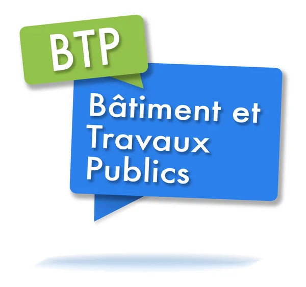 Francia Btp Kezdőbetűk Két Színes Zöld Kék Buborékban — Stock Fotó