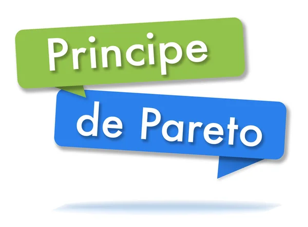 Pareto Principle Two Colored Green Blue Speech Bubbles French Language — Stock Photo, Image