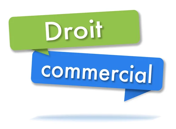 Diritto Commerciale Due Colorate Bolle Discorso Verde Blu Lingua Francese — Foto Stock