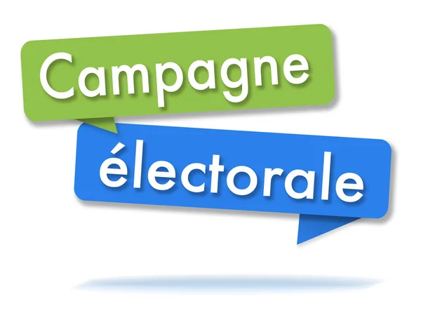Verkiezingscampagne Twee Gekleurde Groene Blauwe Spraakbellen Franse Taal — Stockfoto
