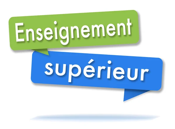Высшее Образование Двух Цветных Зеленых Синих Пузырьков Речи Французский Язык — стоковое фото