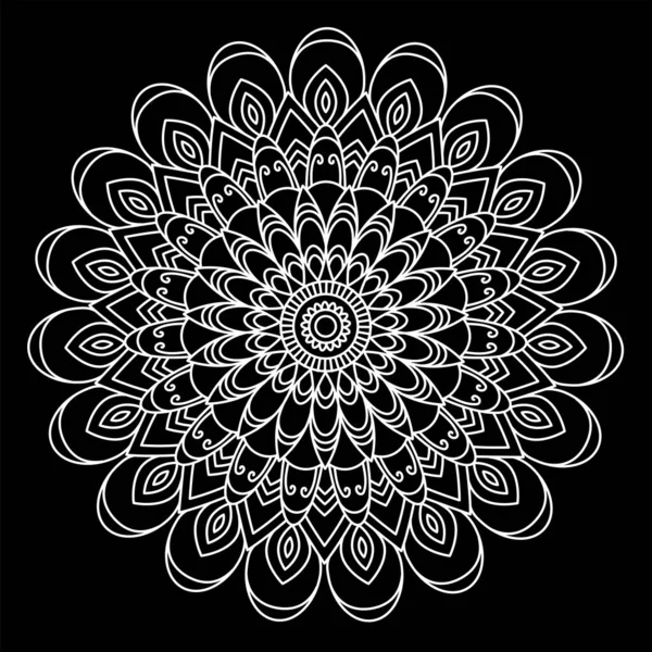 Blume Mandala Vektor Weiße Umrandung Vintage Dekorative Elemente Orientalische Zeichnung — Stockvektor