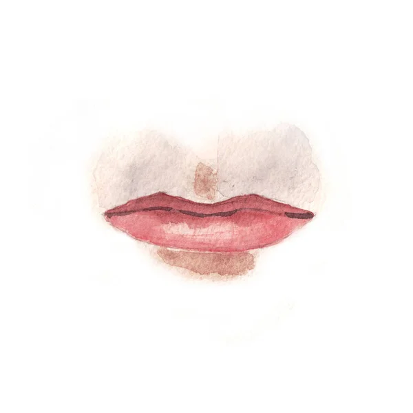 Brutale Männliche Lippen Großaufnahme Zeichnen Freihand Aquarell Illustration — Stockfoto