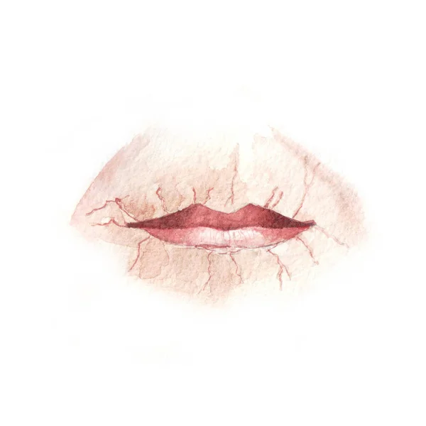 Aquareltekening Van Lippen Van Een Oude Man — Stockfoto