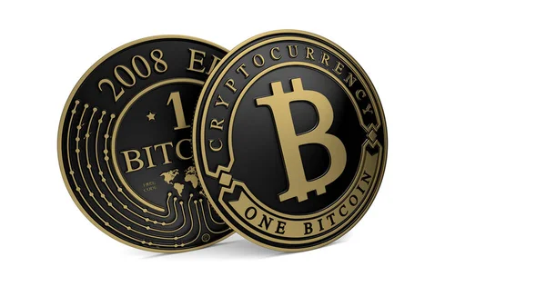 Golden Platinum Bitcoin coin. 3D rendering. Paths included — Stock Photo, Image