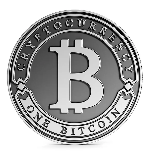 Silver and Platinum Bitcoin coin. 3D rendering. Paths included — Stock Photo, Image
