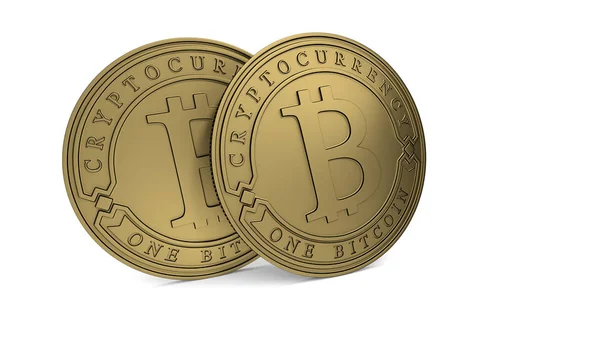 Gold Bitcoin coin. 3D rendering. Paths included — Stock Photo, Image
