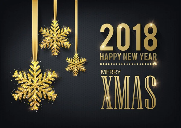 인사말 카드, 초대장 크리스마스와 행복 한 새 해 2018 — 스톡 벡터