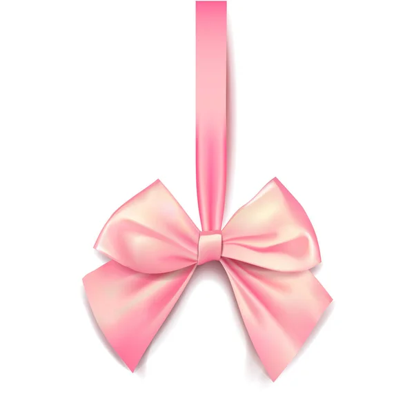 粉红色的蝴蝶结包装礼物。现实主义矢量插图 — 图库矢量图片