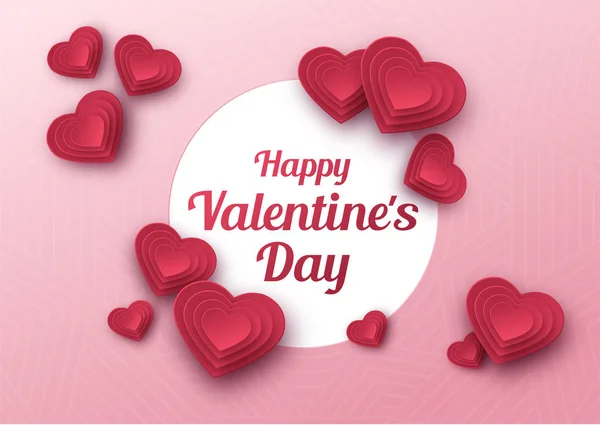 Happy Valentines Day wenskaart. Papier kunst, liefde en huwelijk. — Stockvector