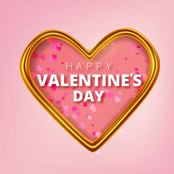 Boldog Valentin napi üdvözlőlapot. Realisztikus 3D-s szívek piros háttérrel. Szerelem és esküvő. Vektor — Stock Vector