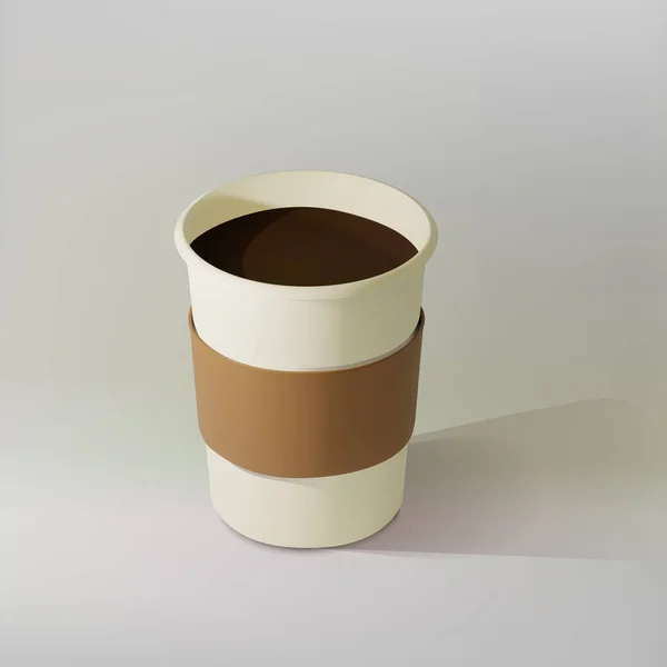Бумага реалистичная чашка кофе. Изометрические кофейные кружки. Одноразовый стакан для напитков. Шаблон для продуктов, паутины и фильтров. Векторная иллюстрация — стоковый вектор