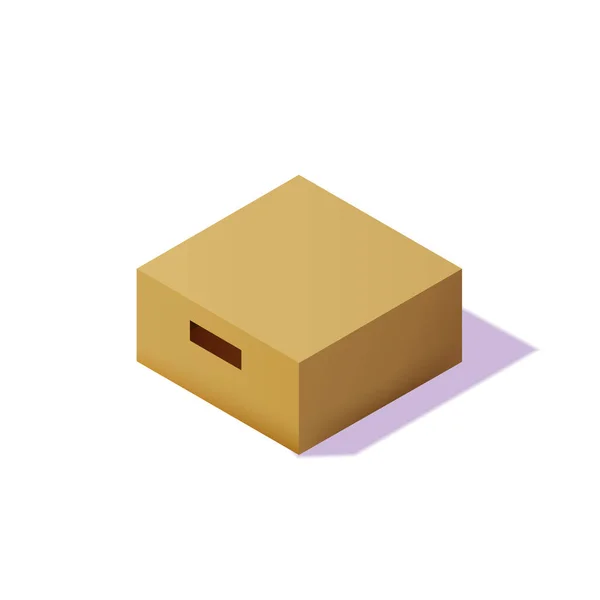 Isometric carton packaging box. 3D realistic icons. Box cardboard, craft packaging, isolated vector illustration — Stock Vector