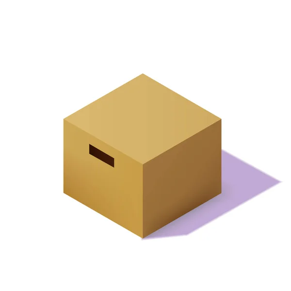 Isometric karton paket kutusu. Üç boyutlu gerçekçi simgeler. Kutu karton, el işi ambalajlama, izole vektör illüstrasyonu — Stok Vektör