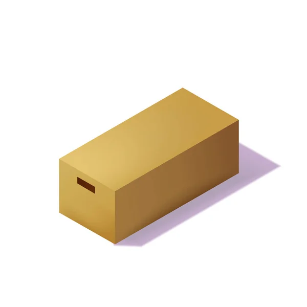Izometrikus kartondoboz. 3d reális ikonok. Doboz karton, kézműves csomagolás, izolált vektor illusztráció — Stock Vector