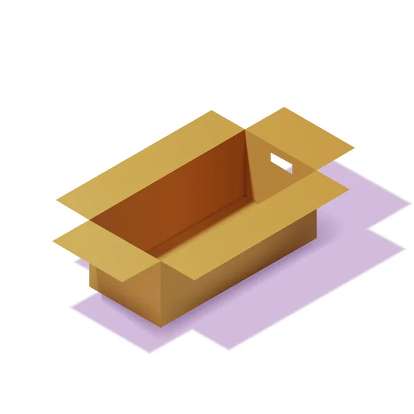 Isometric carton packaging box. 3D realistic icons. Box cardboard, craft packaging, isolated vector illustration — Stock Vector