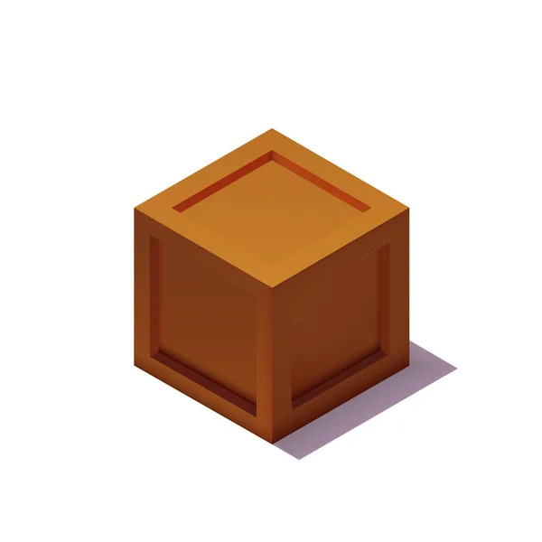 Isometrische Holzkiste. 3D realistische Symbole. Schachtel aus Holz, Bastelverpackung, isolierte Vektorillustration — Stockvektor