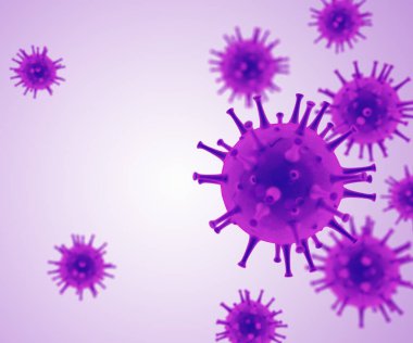İllüstrasyon korona virüsü. Viral enfeksiyon kronik hastalıklara neden oluyor. H1n1, Hepatit virüsleri, Grip, AIDS. 3D Hazırlama Virüsü.