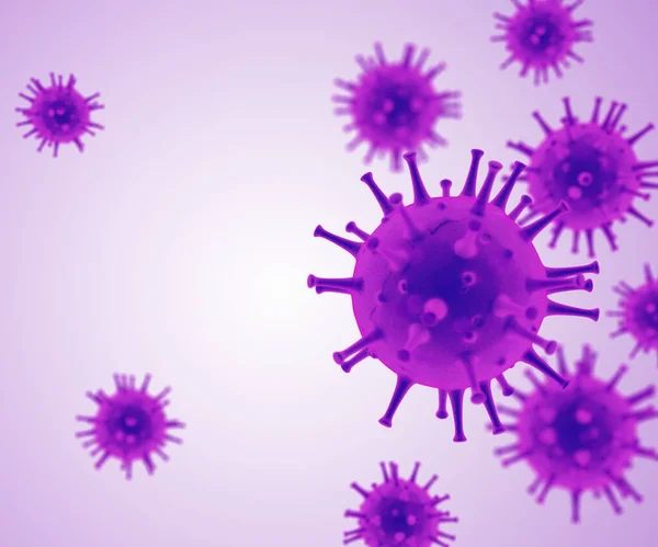 Ilustración del virus corona. Infección viral que causa enfermedad crónica. H1N1, virus de la hepatitis, gripe, sida. virus de renderización 3d . — Foto de Stock