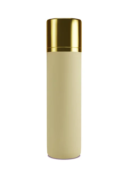 Paquete cosmético con una tapa de oro para crema, espumas, champú. Una maqueta cosmética realista. Productos cosméticos 3D sobre fondo blanco. Ilustración vectorial — Vector de stock