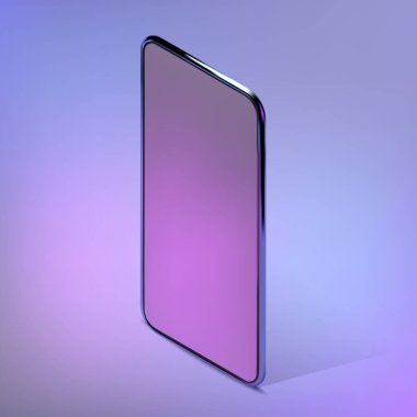 3D izometrik gerçekçi rengarenk akıllı telefon modeli. Bilgi grafikleri ve Ui tasarımı için şablon. Boş ekran izole şablonları olan telefon çerçevesi. Vektör cep telefonu kavramı