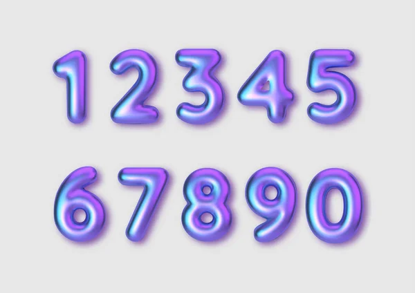 Realistic 3d font color rainbow pearlescent numbers. Number in the form of golden balloons. Template for products, advertizing, web banners, leaflets, certificates and postcards. Vector illustration — Stock Vector