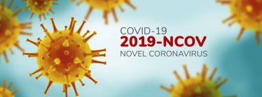 Roman Coronavirus 2019-nCoV, Virüs Covid 19-NCP. Gerçekçi 3 boyutlu illüstrasyon