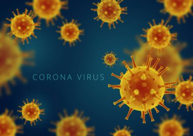 Roman Coronavirus 2019-nCoV, Virüs Covid 19-NCP. Gerçekçi 3 boyutlu illüstrasyon
