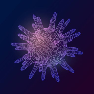 Coronavirus konsept geçmişi. 2019-NCoV, Virüs Covid 19-NCP. Doğrusal anahat çokgeni. Vektör illüstrasyonu
