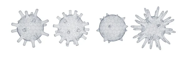 Definir células de vírus. 2019-nCoV, Vírus Covid 19-NCP. Polígono de contorno linear. Ilustração vetorial —  Vetores de Stock