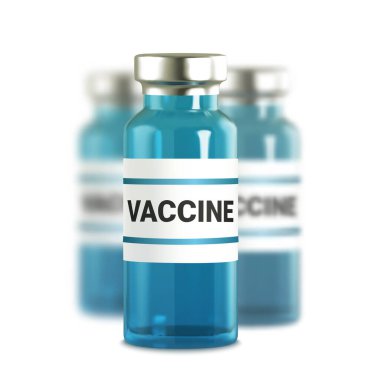 Gerçekçi 3 boyutlu cam ampuller ve ilaçlar. Aşı enjeksiyonu. Corona virüsü enfeksiyonu, yeni Coronavirus hastalığı 2019, COVID-19, nCoV 2019. Vektör illüstrasyonu.