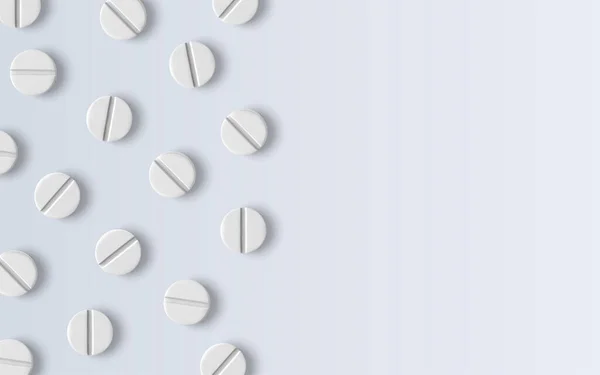3D реалистичная белая медицинская таблетка, вид сверху. Дизайн шаблона таблетки, капсулы для графики, макет. Векторная иллюстрация . — стоковый вектор