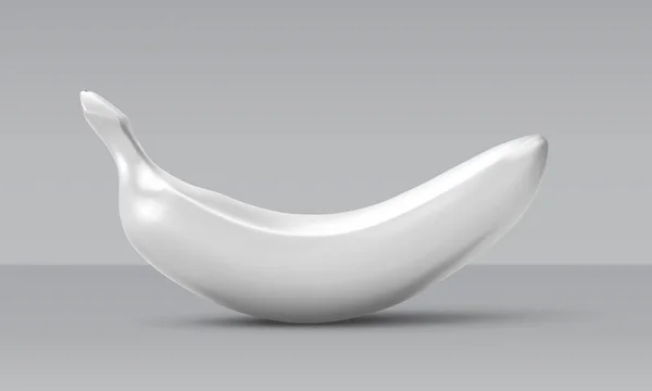 Plátano blanco realista aislado sobre fondo gris. Plantilla 3D para productos, publicidad, banners web, folletos. Ilustración vectorial — Vector de stock