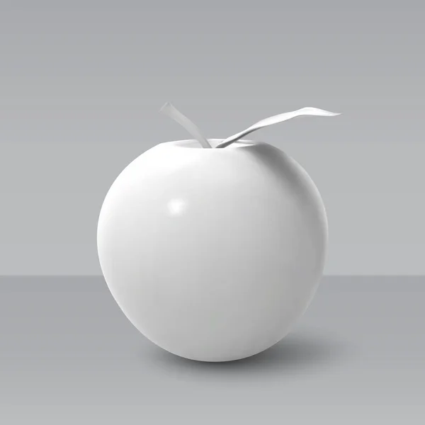 Reális fehér alma elszigetelt szürke háttérrel. 3D sablon termékek, reklámozás, web bannerek, szórólapok. Vektorillusztráció — Stock Vector