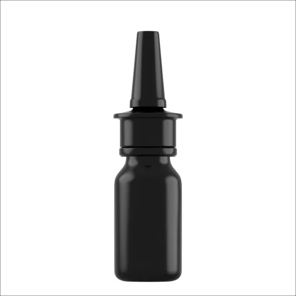 Simulación realista de botellas negras para gotas y aerosol, etc. 3d envases médicos en blanco de plástico aislados sobre fondo blanco. Ilustración vectorial — Archivo Imágenes Vectoriales