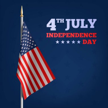 Bağımsızlık Günü 'nüz kutlu olsun. Amerika 'nın sallanan bayrağı. Tekstil vektör bayrakları için 3 boyutlu reklam. 4 Temmuz arkaplanı. Vektör illüstrasyonu