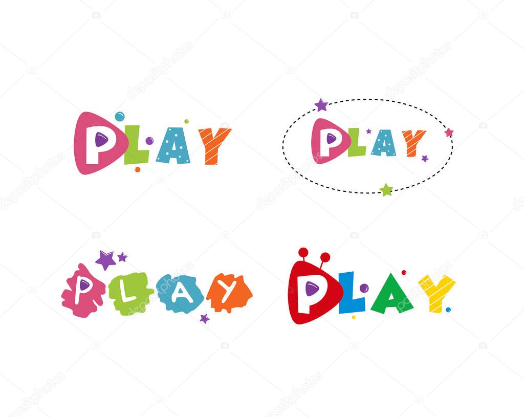 Kids Play Logo Template Design Vector