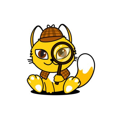 Kedi dedektifinin vektör çizimi. Maskot kedi.