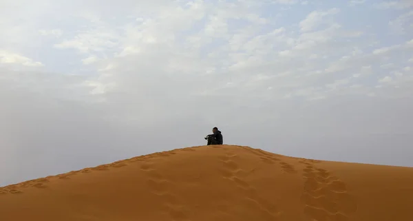 Сахара Самая Большая Засушливая Пустыня Мире Звезды Марокко Смесью Песка — стоковое фото