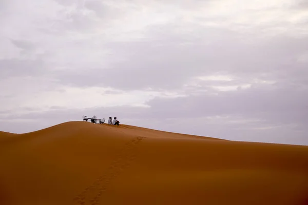 Sahara Desierto Árido Más Grande Del Mundo Estrellas Marruecos Con —  Fotos de Stock