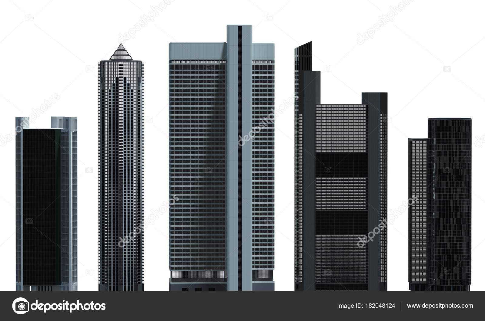 白い背景に分離した 3 D イラストの高層ビル ストック写真 C Vik173