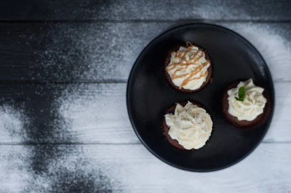 Cupcakes with sugar cream Stock Photo