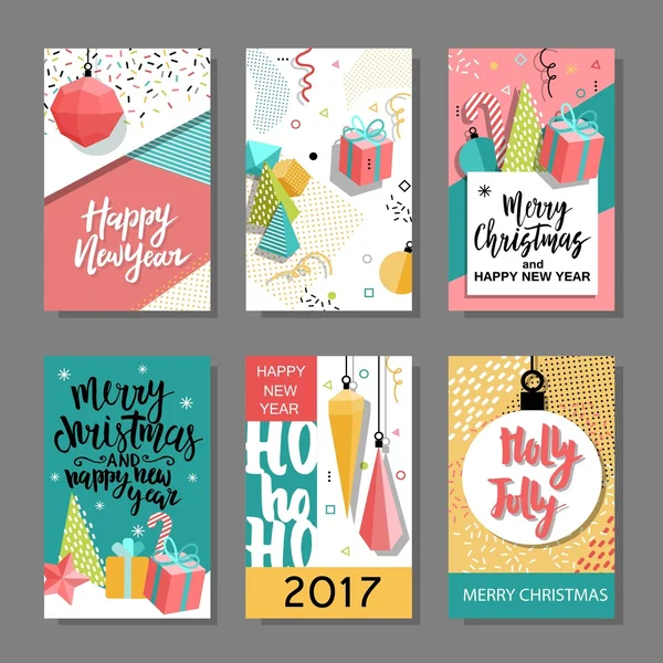 Conjunto de tarjetas de Feliz Navidad — Vector de stock