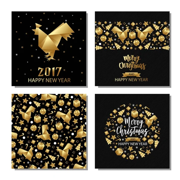 Set di cartoline di Natale e Capodanno — Vettoriale Stock