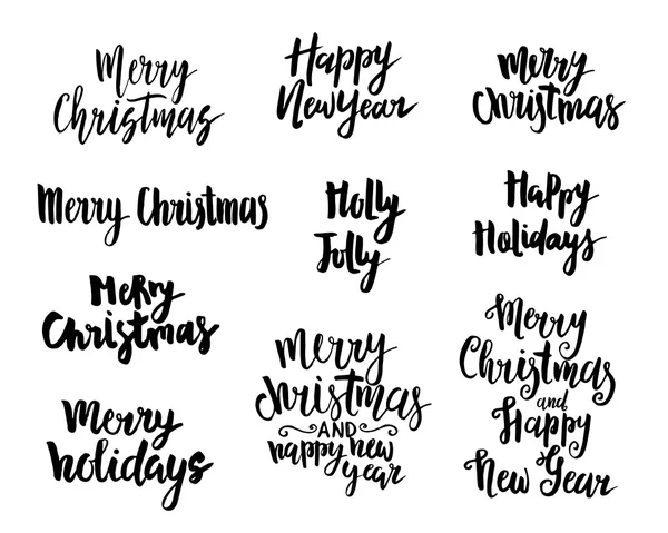 Holidays Lettering Design Set — Stock Vector