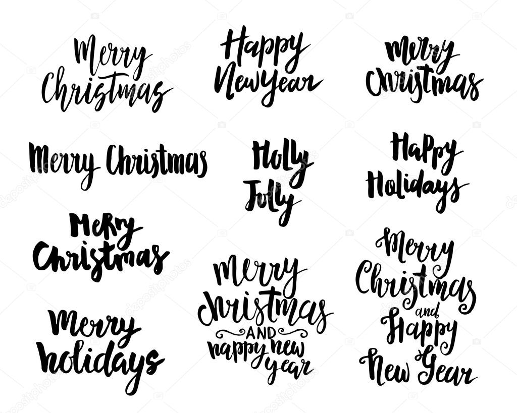 Holidays Lettering Design Set 